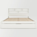 Double Bed with Drawers, Slatted Frame & Bookcase, 140x200cm White Solid Wood