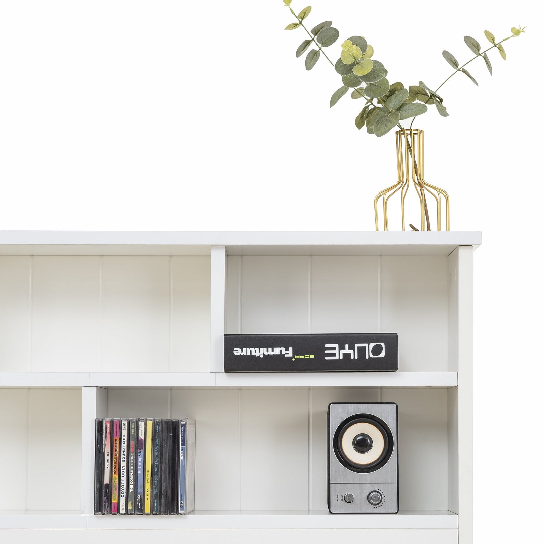 Double Bed with Drawers, Slatted Frame & Bookcase, 140x200cm White Solid Wood