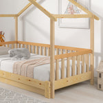 Treehouse Bed, Expandable Single to Double, Solid Wood, Natural