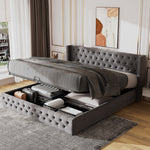 Upholstered Bed 180x200cm Double Hydraulic Lift Storage Ear-Shape Velvet Grey