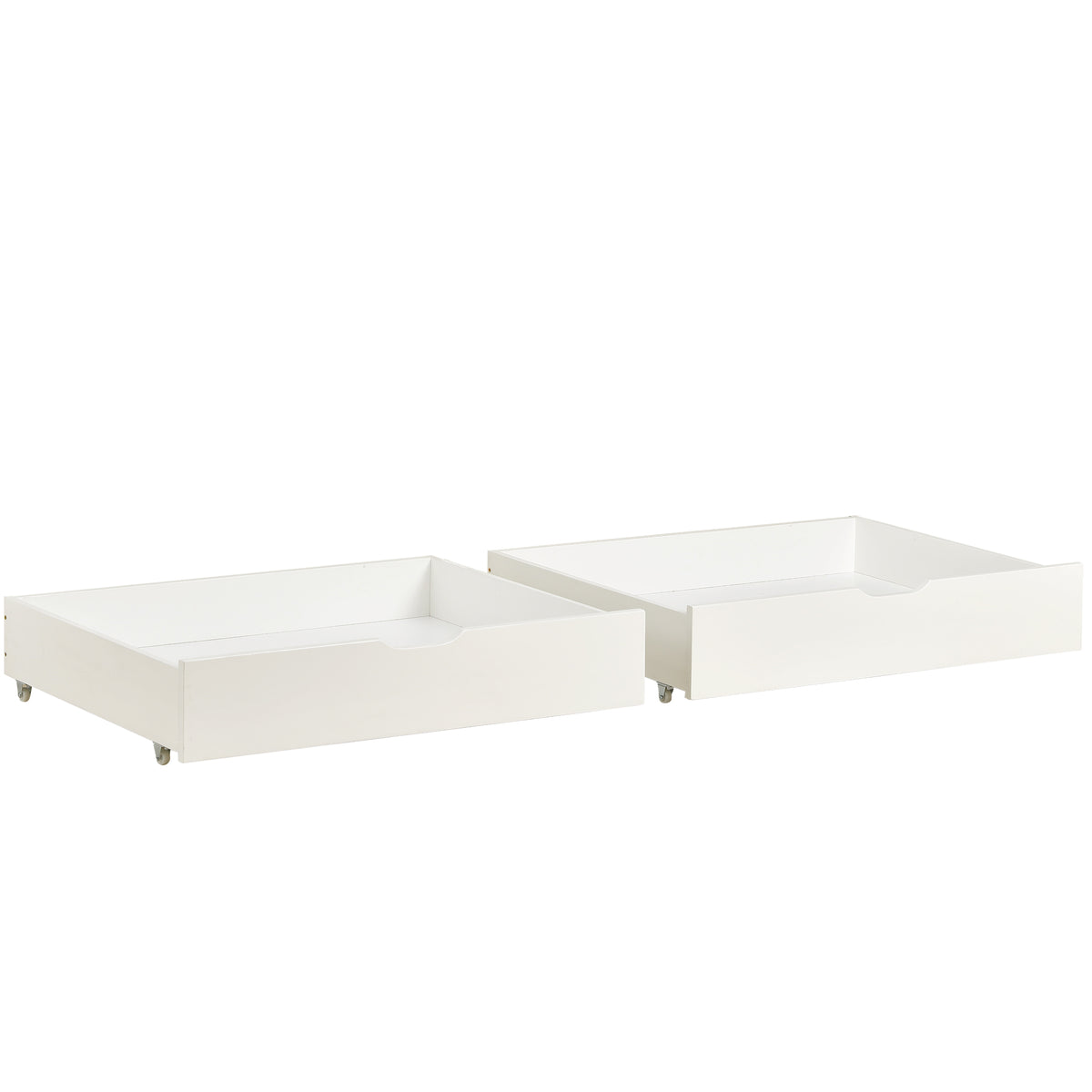 Underbed Storage Drawers, 2-Piece Set with Wheels, White MDF