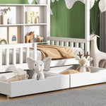 House Bed 90x200cm Multifunctional Storage Bookshelf 2 Drawers Fireplace Shape - White