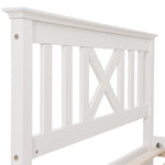Wooden Bed Single, Bed Frame with Slatted Frame and Headboard, 90 x 200 cm, Solid Pine White