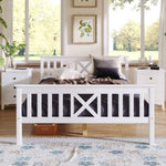 Wooden Bed Double Bed, 140 x 200 cm, Solid Pine, White