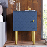 set of 2 bedside tables, nightstand side table, sofa table, h50/w35/d35 cm, navy blue