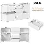 Sideboard Storage Cabinet 16 Color LED Lights - High-Gloss White
