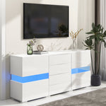 Sideboard Storage Cabinet 16 Color LED Lights - High-Gloss White