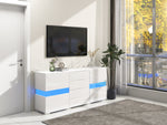 Sideboard Storage Cabinet 16 Color LED Lights - High-Gloss White