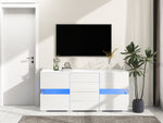 Sideboard Storage Cabinet 16 Color LED Lights - High-Gloss White