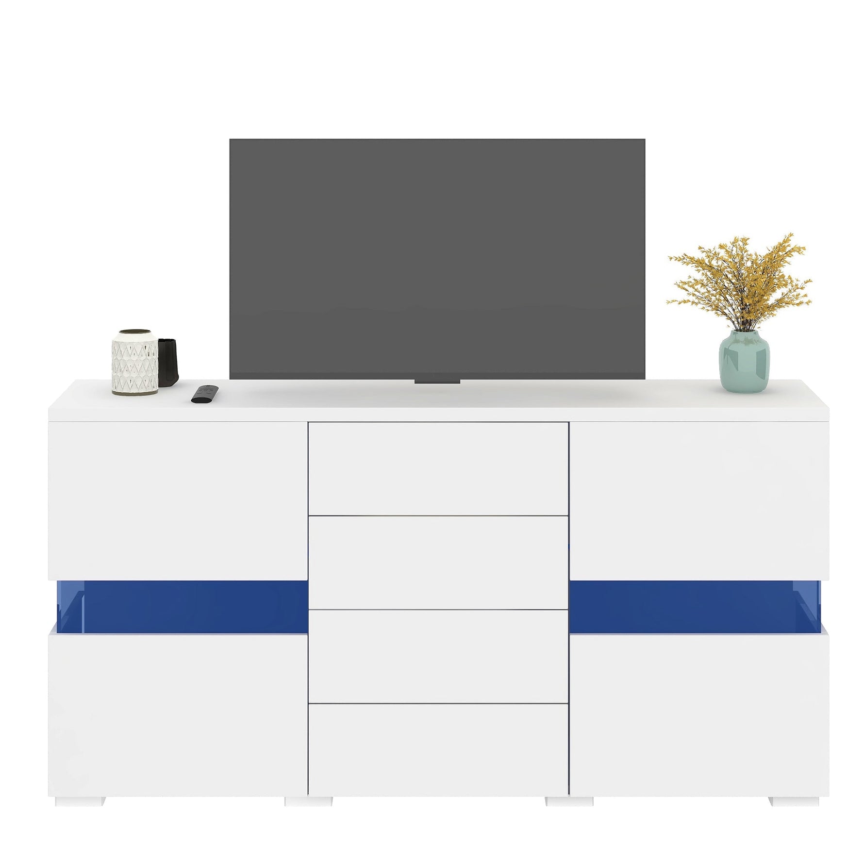 Sideboard Storage Cabinet 16 Color LED Lights - High-Gloss White