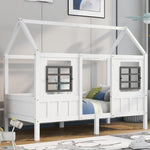 House Bed, Single Day Children's Bed with 2 Windows, Pine MDF, White