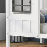 House Bed, Single Day Children's Bed with 2 Windows, Pine MDF, White