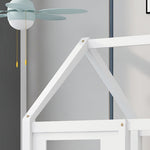 House Bed, Single Day Children's Bed with 2 Windows, Pine MDF, White