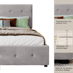Upholstered Bed, 140x200cm Double with Drawers, Slatted Frame, Backrest, Velvet Fabric Gray