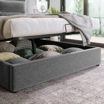 Hydraulic Double Upholstered Bed 140x200cm, Adjustable Headboard, Storage, Gray Velvet