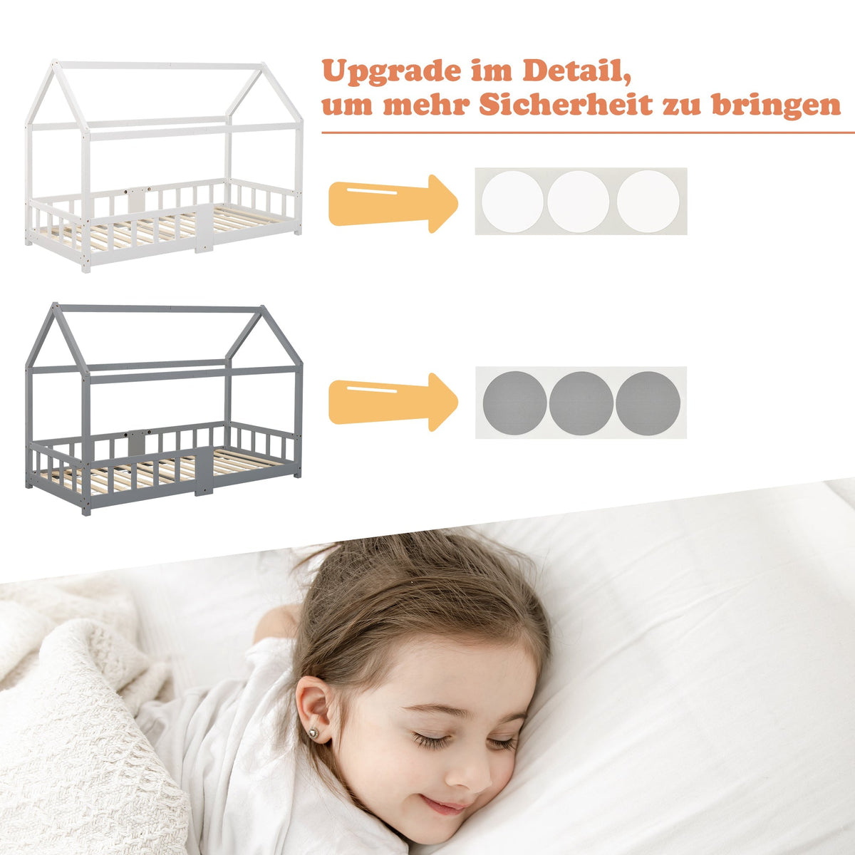 Children's House Bed 90 x 200 cm, with Blackboard & Slatted Frame, White Pinewood