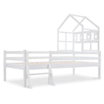 House Bed Children's, Ladder, Drawers, Loft Bed, Fall Protection, Solid Wood, 90x200cm White