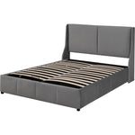 Upholstered Double Bed 140x200cm Hydraulic Storage Pillow Headboard - Grey