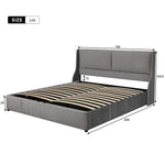 Upholstered Double Bed 180x200 Hydraulic Storage Ear-Shape Headboard - Grey