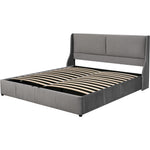 Upholstered Double Bed 180x200 Hydraulic Storage Ear-Shape Headboard - Grey