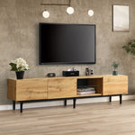 Modern TV Cabinet, Wood Grain with Variable LED Lights