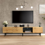 Modern TV Cabinet, Wood Grain with Variable LED Lights