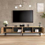 Modern TV Cabinet, Wood Grain with Variable LED Lights