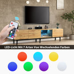 Modern TV Cabinet, Wood Grain with Variable LED Lights