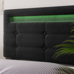 Bed Frame with LED, 4 Drawers, Adjustable Headboard, Black
