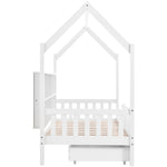 House Bed 90x200cm Multifunctional Storage Bookshelf 2 Drawers Fireplace Shape - White