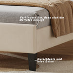 Upholstered Children's Bed with Flower Headboard and Slatted Frame, Velvet Fabric, Beige