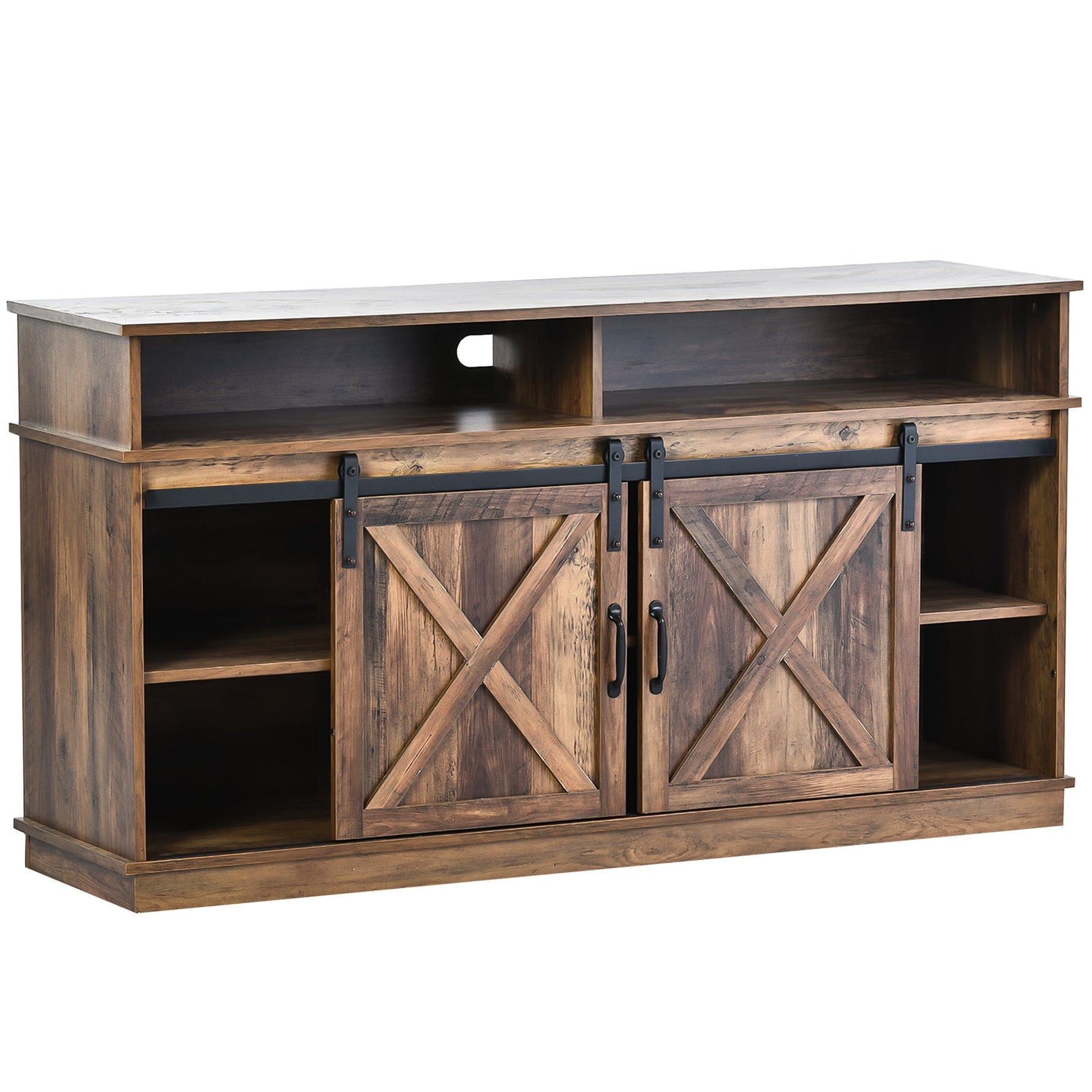 TV Cabinet, Sideboard Entertainment Center, Sliding Doors, Adjustable Shelves, Farmhouse Design Wood