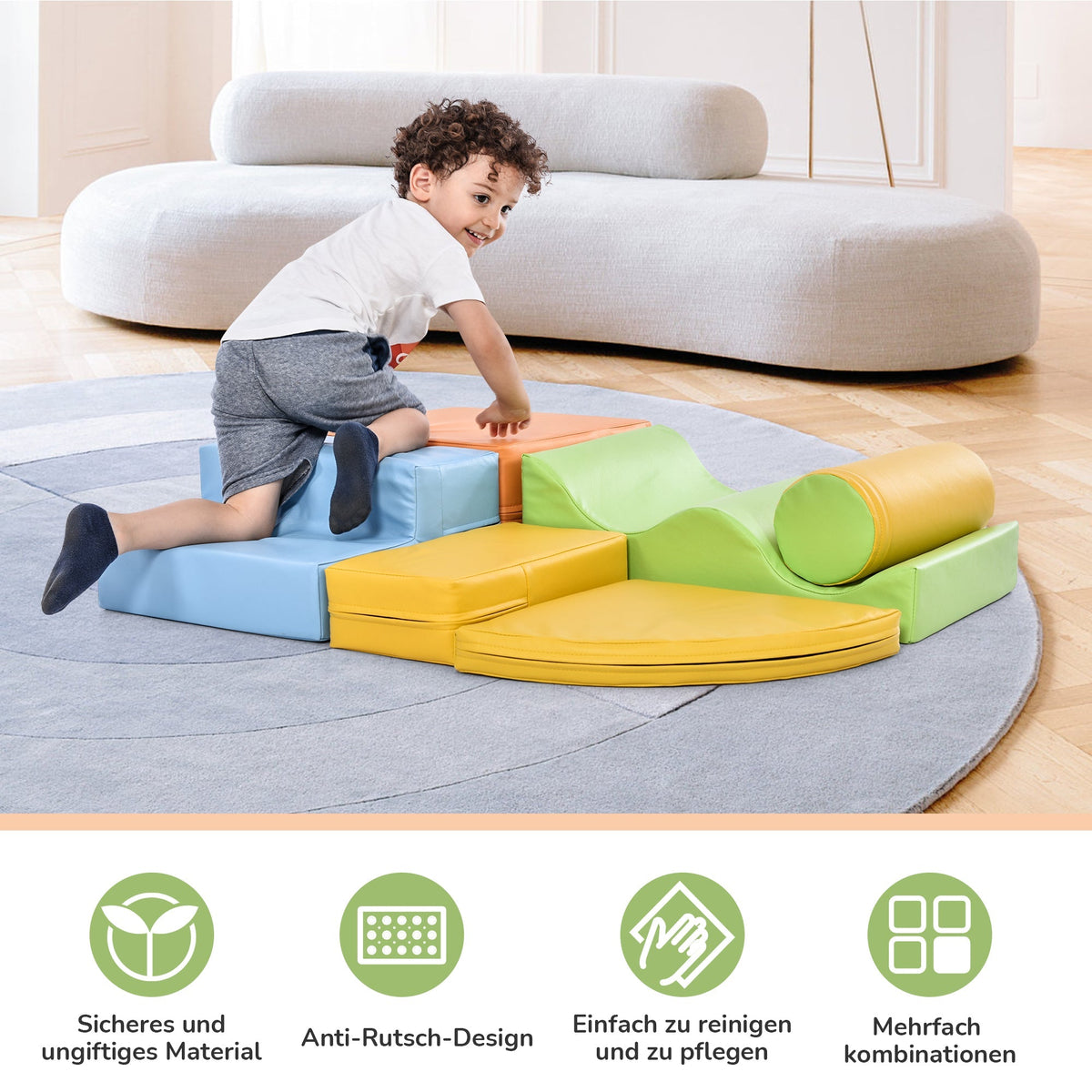 6-piece giant building blocks for romping, climbing, sliding, and crawling, colorful