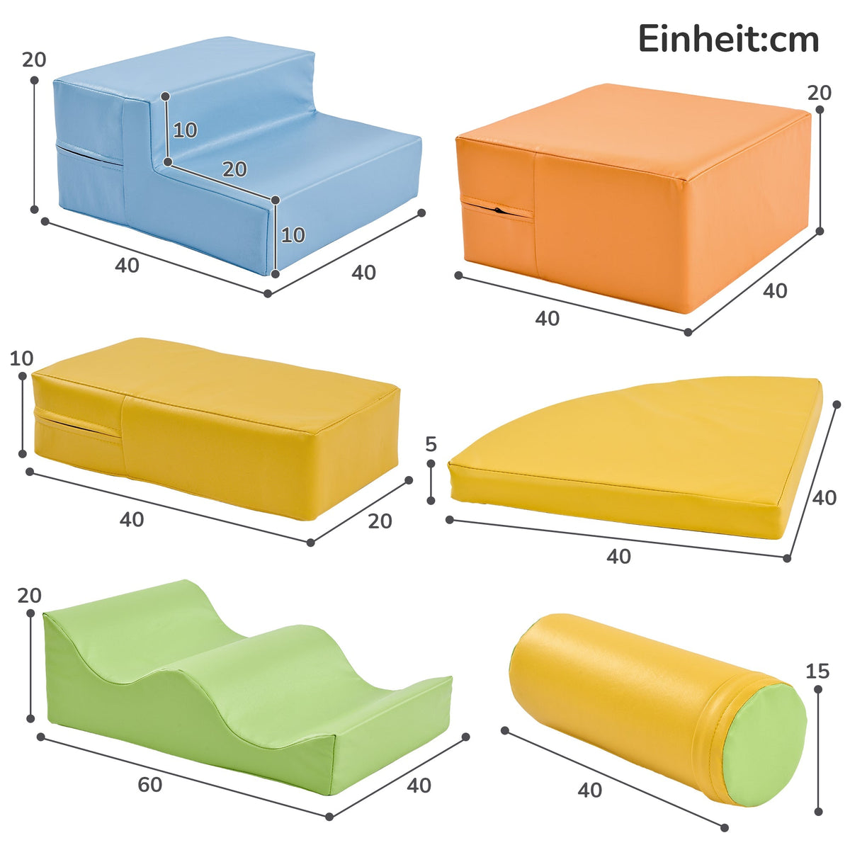 6-piece giant building blocks for romping, climbing, sliding, and crawling, colorful