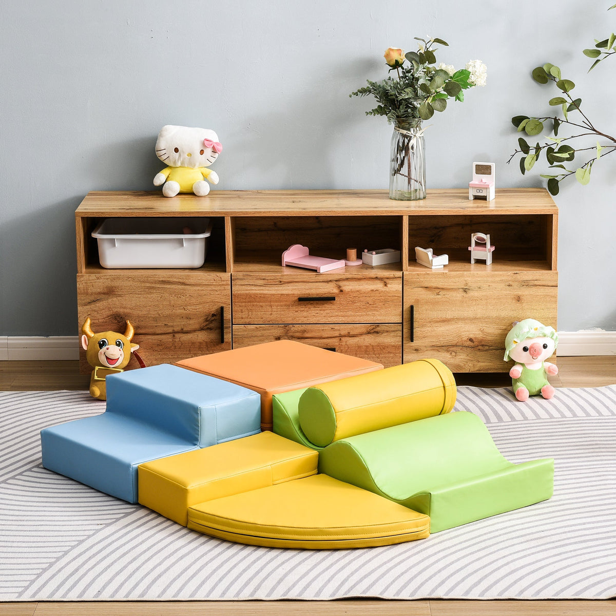 6-piece giant building blocks for romping, climbing, sliding, and crawling, colorful