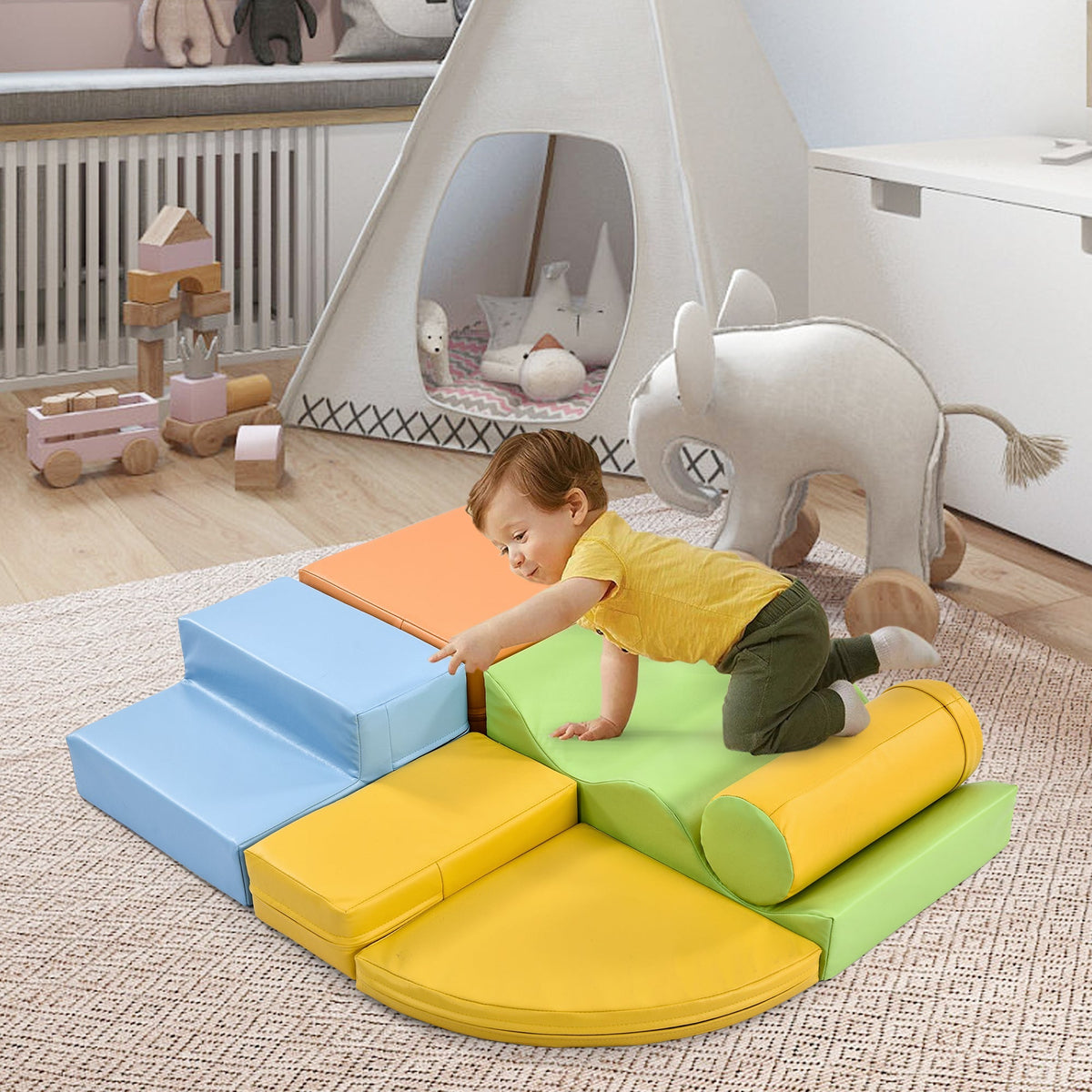 6-piece giant building blocks for romping, climbing, sliding, and crawling, colorful