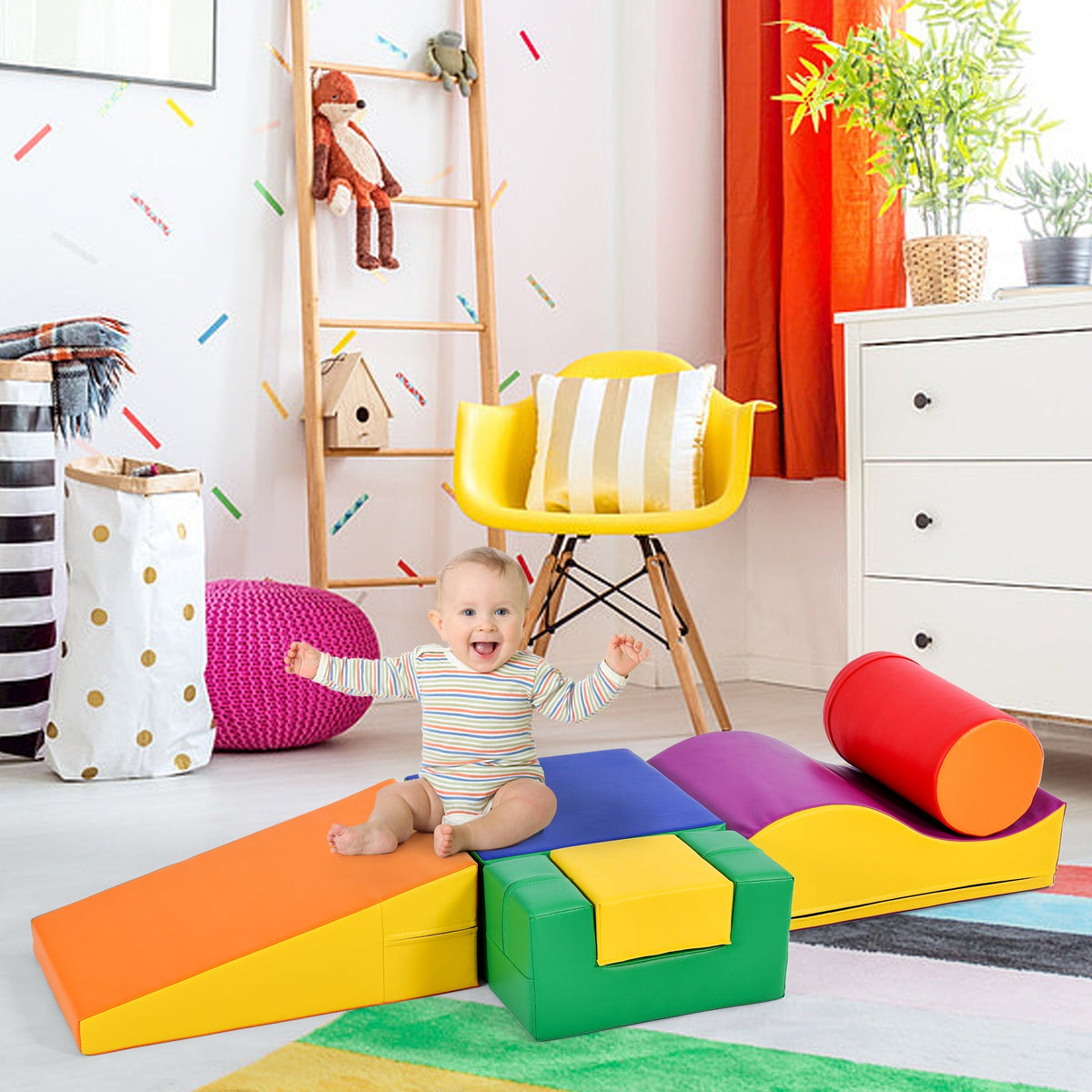 6-piece giant building blocks for romping, climbing, and sliding, soft, colorful