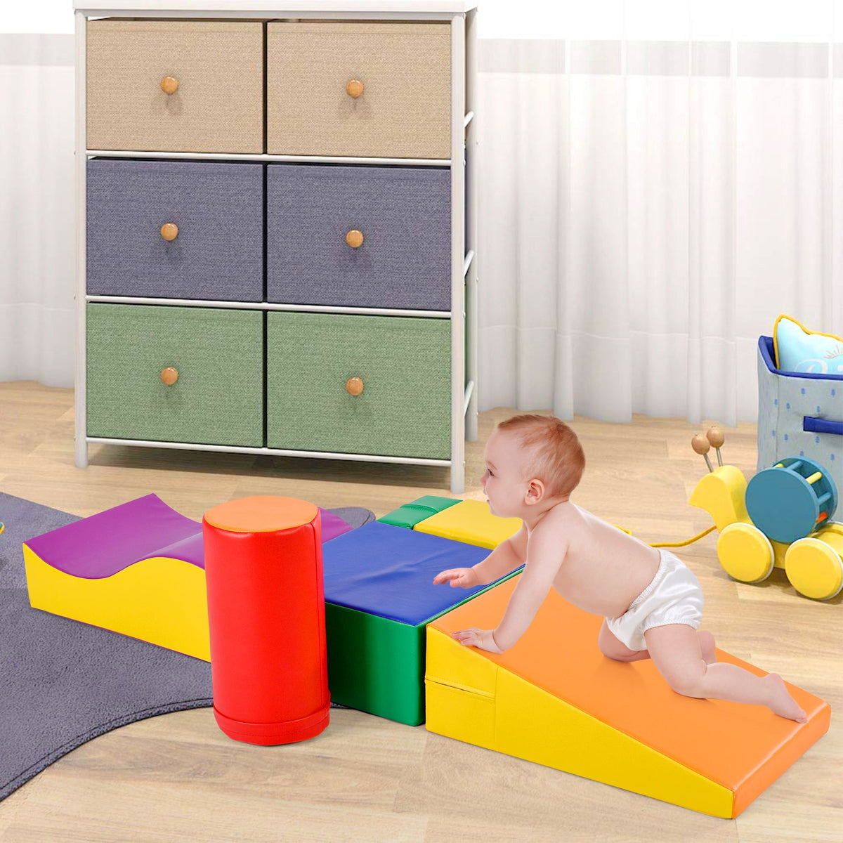 6-piece giant building blocks for romping, climbing, and sliding, soft, colorful
