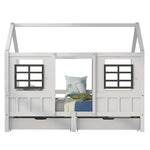 House Bed, 2 Drawers Single Daybed Children's, Pine/MDF White (200x90cm)