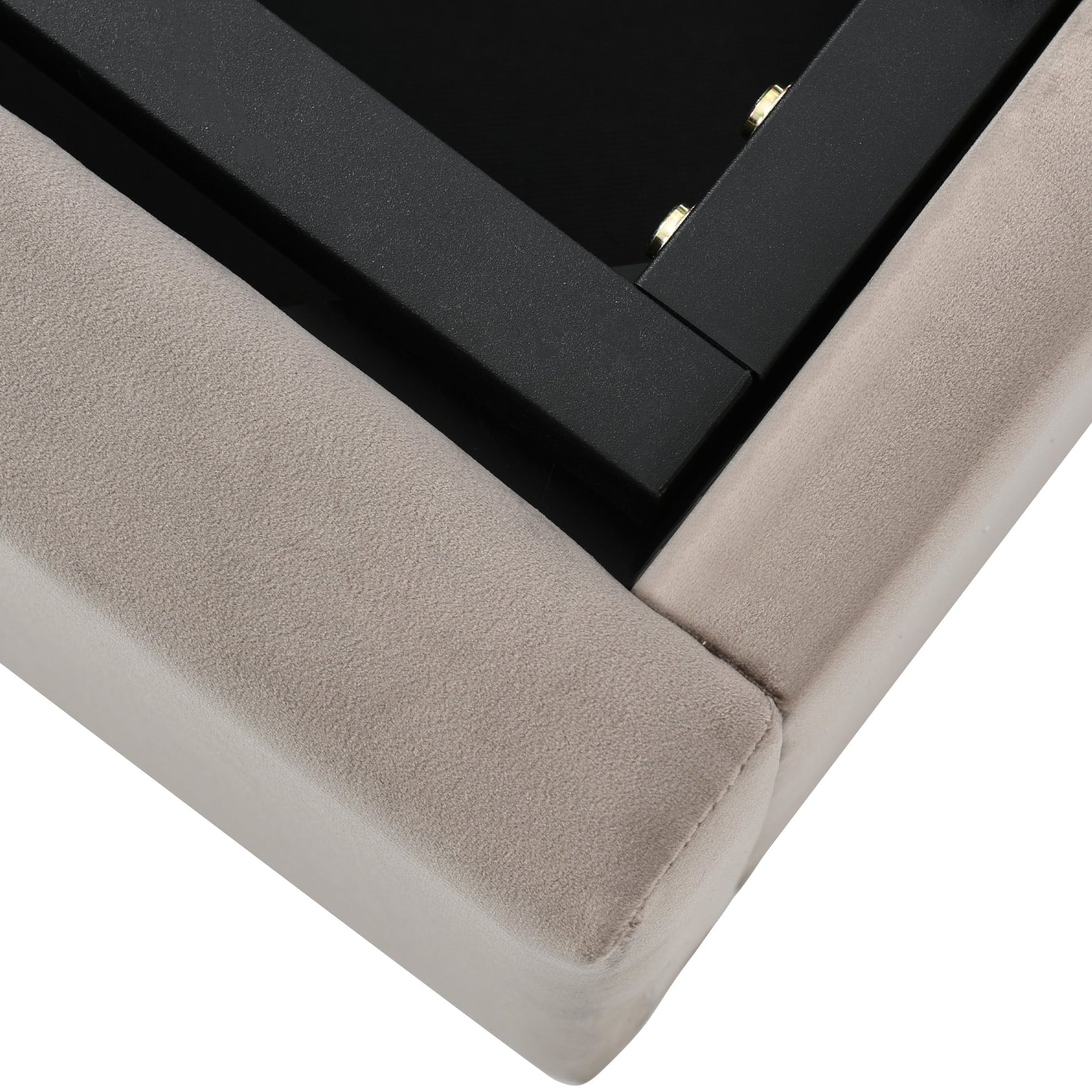 Hydraulic Double Upholstered Bed, 140x200cm with Adjustable Headboard, Metal Slatted Frame, Velvet Light Grey