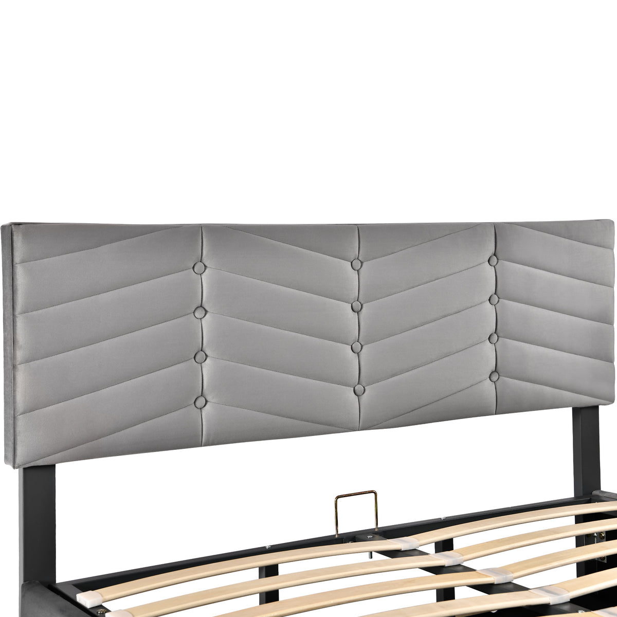 Upholstered Double Bed 140x190cm, Adjustable Headboard, Grey Velvet