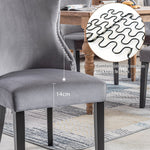 Dining Chairs (Set of 2) Button Tufting Solid Wood Frame, Grey Velvet