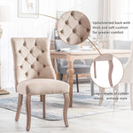 Dining Chair Set of 4 High Back Button Tufting Beige Velvet