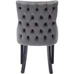 Dining Chairs (Set of 2) Button Tufting Solid Wood Frame, Grey Velvet