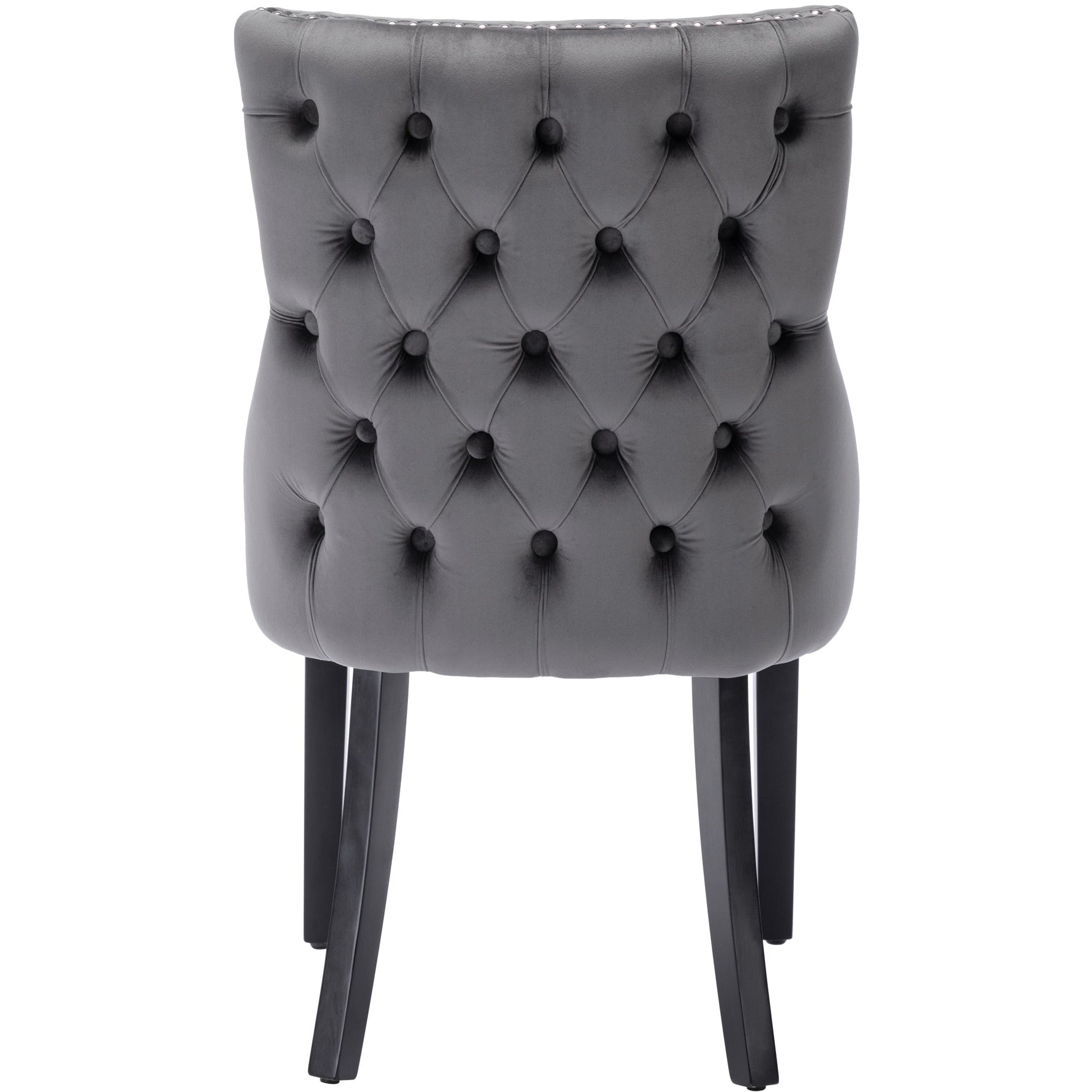 Dining Chairs (Set of 2) Button Tufting Solid Wood Frame, Grey Velvet