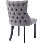 Dining Chair Set of 6 Velvet Button Tufting Solid Wood Frame Grey