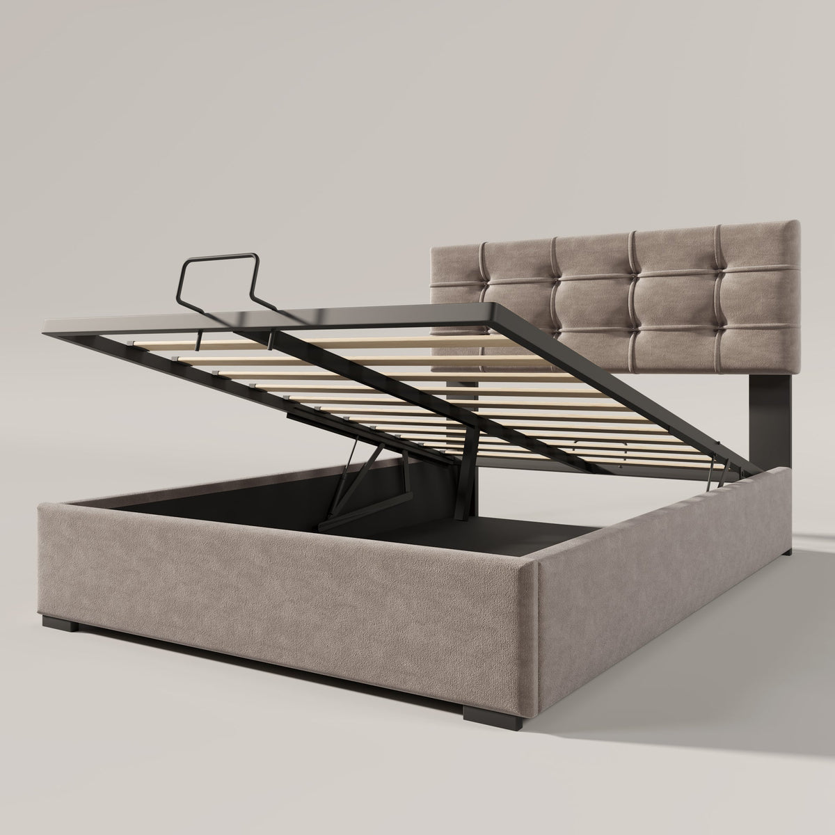 Upholstered Bed 90x200cm, Adjustable Headboard, Velvet, Light Grey