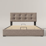 Hydraulic Double Upholstered Bed 140x200cm, Adjustable Headboard, Storage, Light Grey Velvet