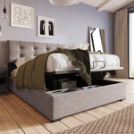 Upholstered Bed 90x200cm, Adjustable Headboard, Velvet, Light Grey