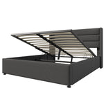 Storage Bed, Hydraulic Double 140x200cm with Mattress & Slatted Frame, Linen Grey